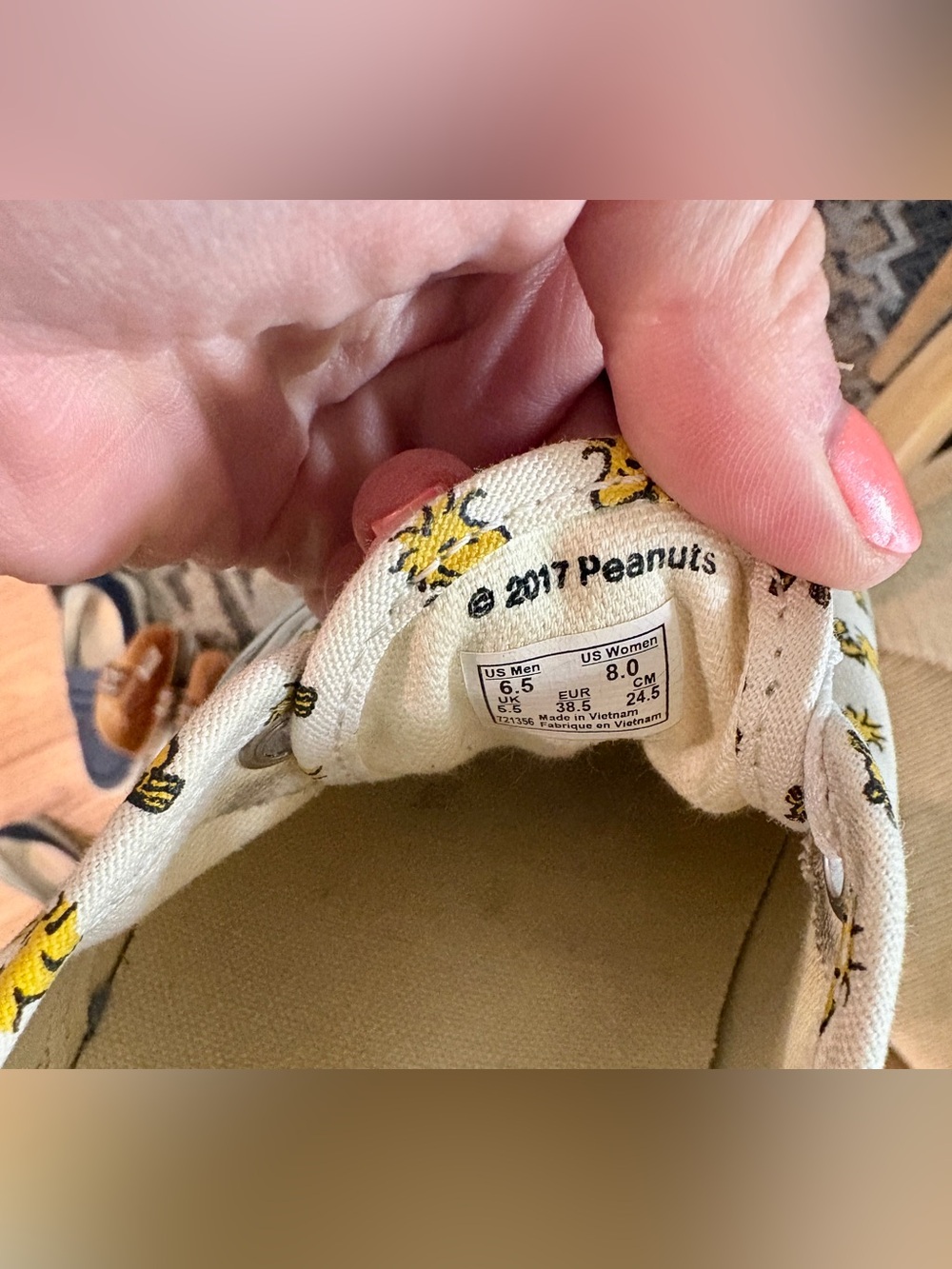 Vans x Peanuts 2017 Woodstock Authentic White Yellow Sneakers Women’s 8 Men’s 6 - Picture 13 of 14